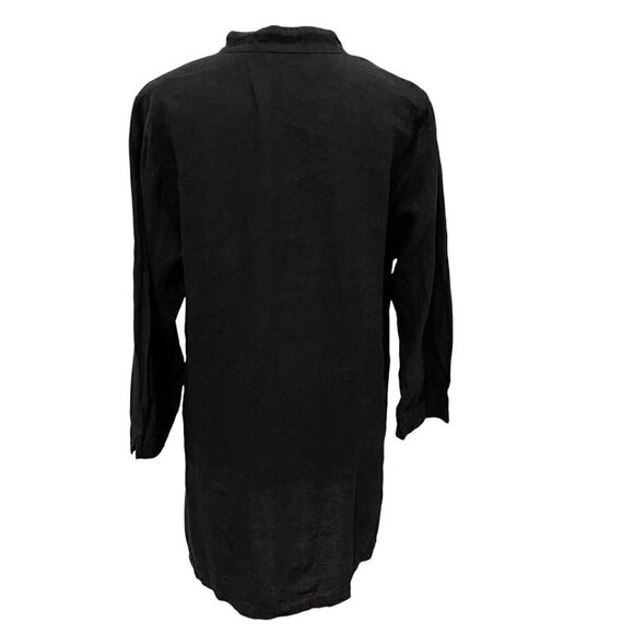 Cut Loose 100% Linen Button Down Tunic Top Lagenlook Classic Black size Medium - Picture 3 of 5